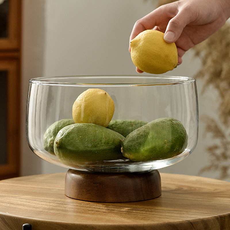 Japanese high-foot glass fruit plate home 2021 new high-end atmosphere living room tea table fruit plate New Year candy plate