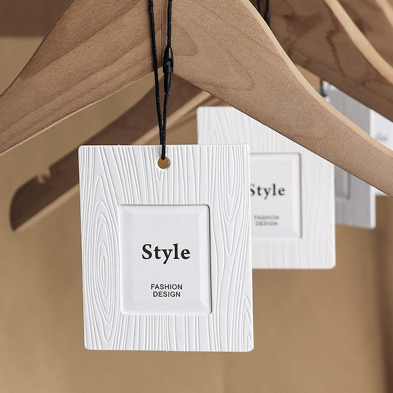 Clothing Hangtag Ding for men and women Clothing Conformity Certificate Price Tag Making Textured Special Paper Hollowed-out Solid concave and convex Process Listing Atmospheric minimalist clothes Trademark logo logos Printing Design