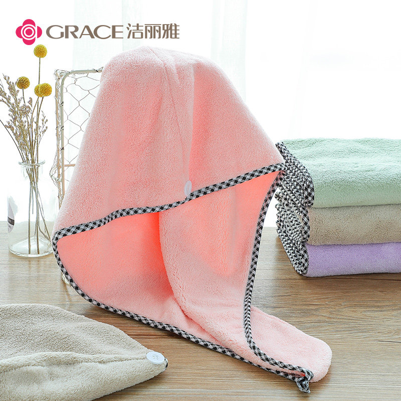 2 strips of clean and elegant hair hat woman super absorbent speed dry thickened bath cap rub hair towel dry hair towel bag headscarf