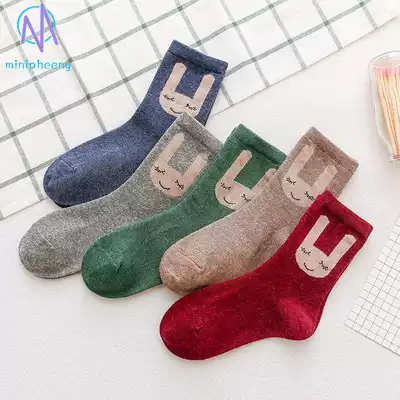 Children's socks pure cotton spring and autumn tube socks men's and women's cute rabbit cotton socks middle and large children's baby socks autumn and winter socks