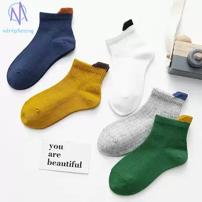 Children's socks spring and autumn thin cotton boys and girls pure color versatile breathable mesh socks summer students socks