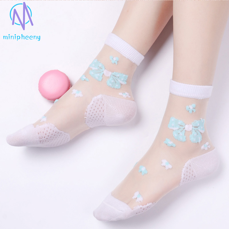 Summer Girls Crystal Socks Pure Cotton Ice Silk Boat Socks Children Breathable Stockings Baby Spring and Autumn Thin Baby Short Socks