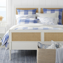 Nordic solid wood bed 1 8 meters 1 5 meters double bed Japanese ash wood retro old rattan bed custom furniture