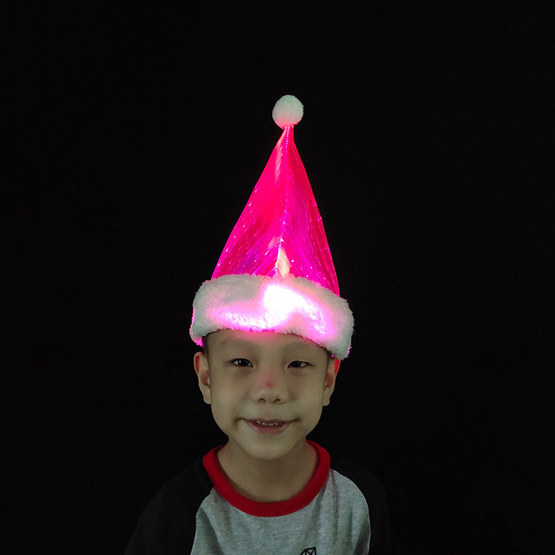 2021 new Christmas hat performance party decorations evening dress hat children gift LED fiber luminous cap
