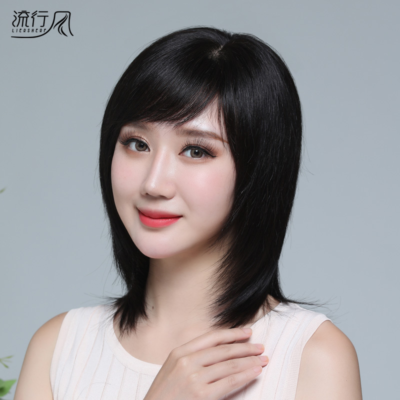 Wig Women Short Full Real Hair Round Face Repair Medium Long Natural Full Head Cover Real Hair Silk Clavicle Wig Cover