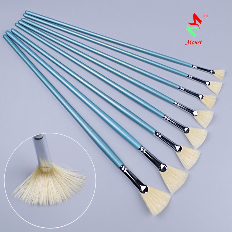 Monet sector pen oil paintbrush pig mane wool tail sector brushed watercolor pen oil paintbrush propylene DIY paintbrush 13618