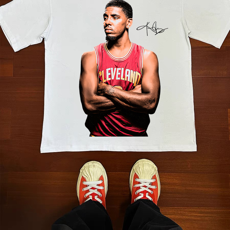 Kaili Irving American Basketball Street Big Head National Trend Pure Cotton Niche Retro Long and Short Sleeve T-Shirt Trendy