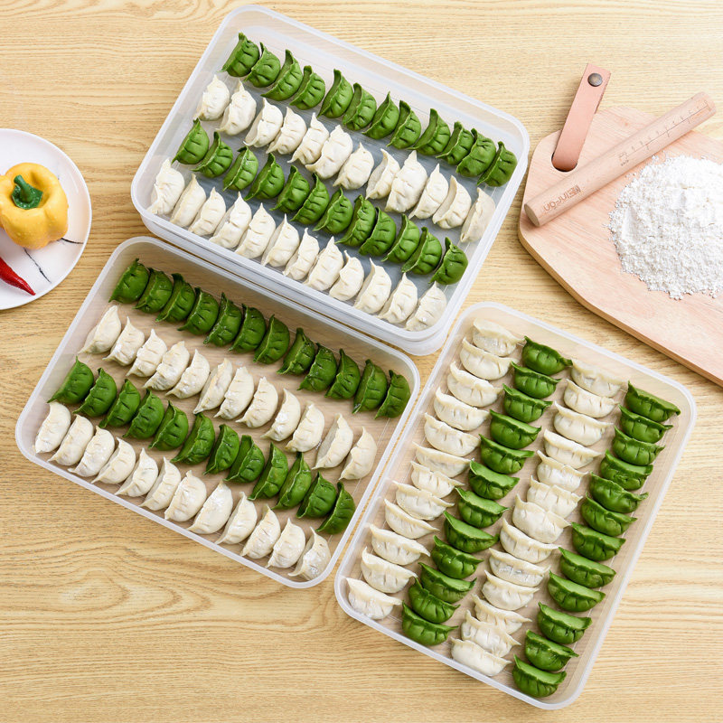 Dumplings Box Frozen Dumplings Case Chaos Box Household refrigerator Preserving Box Egg Box Kitchen Multi-layer Tray