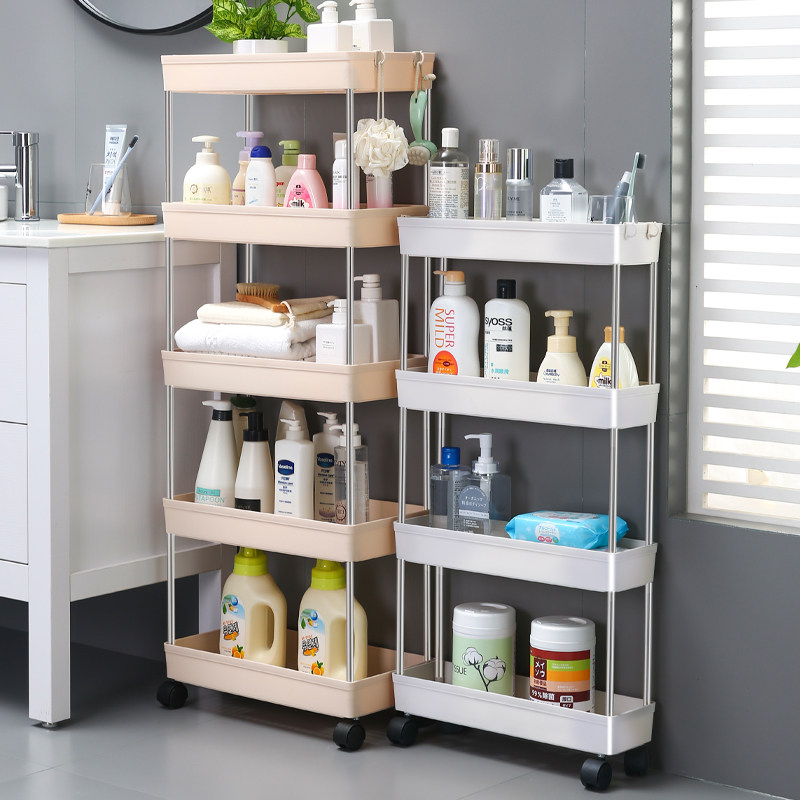 Makeup room clamp plate frame white bathroom refrigerator narrow gap side of kitchen floor cart