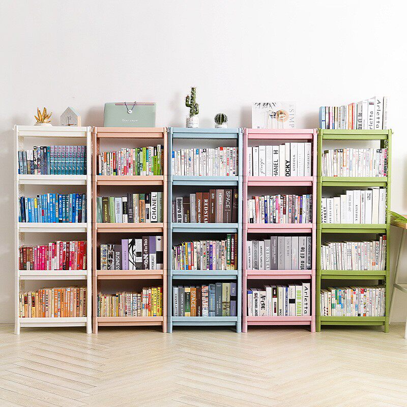 Children's simple bookshelf holding layer landing multi-layer bookshelf plastic bookcase drawing and finishing artifacts
