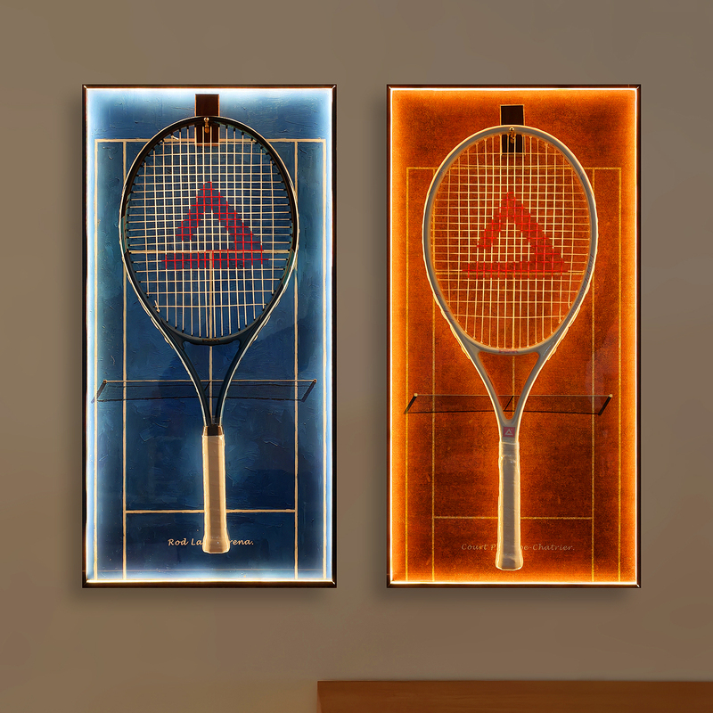 Four Grand Slam Tennis Racket Storage Luminous Photo Frame Decorative Painting Led Backlit Metal Frame Display Frame French Open Four Grand Slam Tennis Racket Storage Luminous Photo Frame Decorative Painting Led Backlit Metal Frame Display Frame French Open