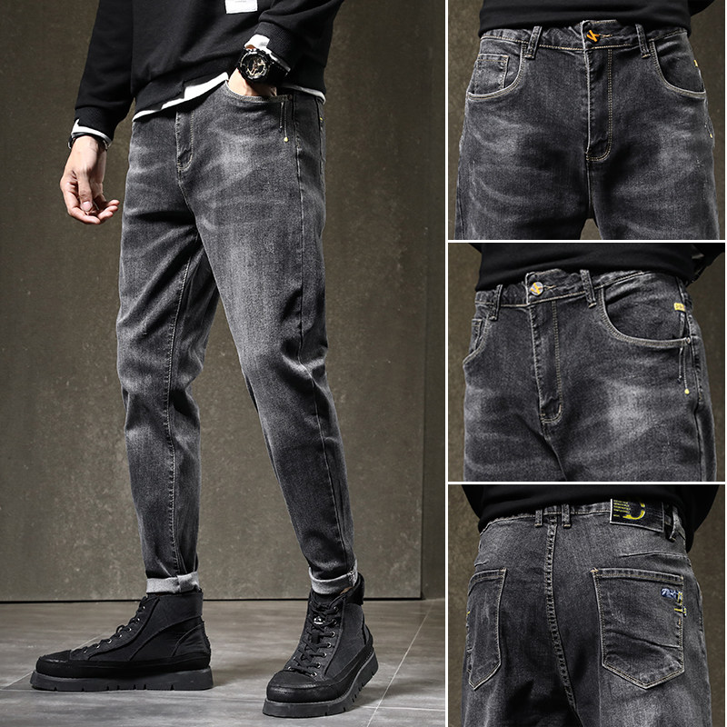 it neither BIAS Tide Autumn Winter Jean Trousers men practiced small foot Han and casual plus trousers