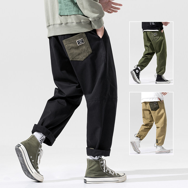 it neith BIAS tide winter plus wool pants men's straight tube relaxed Korean tide tide beam feet leisure