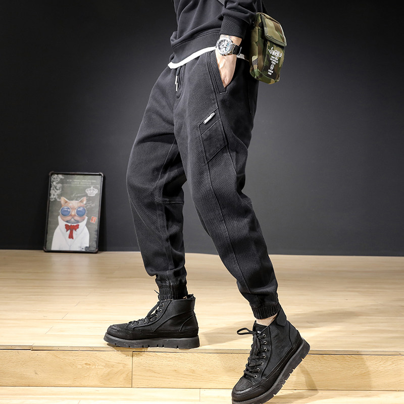 it neith BIAS tide plus thickened jeans men autumn winter trend wear large loose beam feet