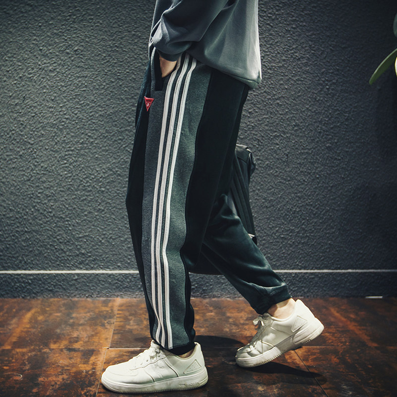 Winter thickening it neith BIAS tide brand gold velvet sports men plus velvet loose bundle feet large size all-match