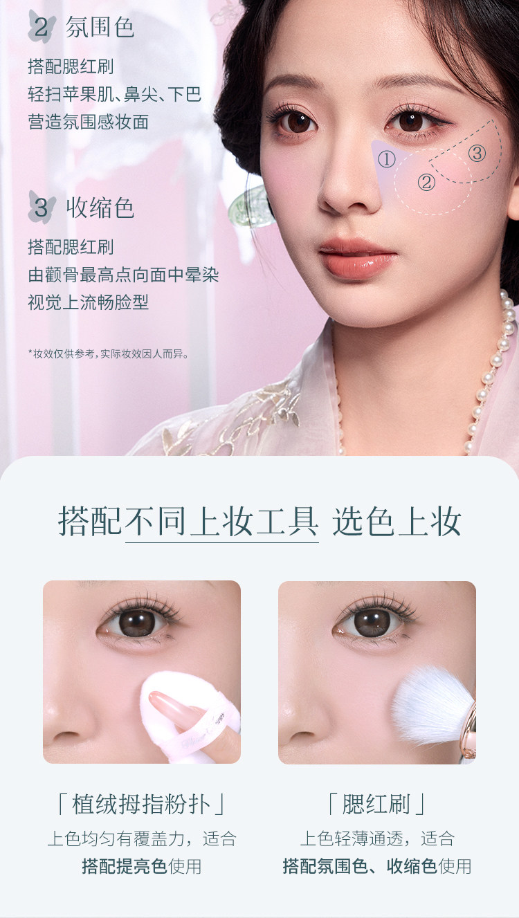 Румяна 花知晓蝴蝶云肩双色腮红盘胭脂盒哑光提亮蓬胀色氛围感收缩面部女