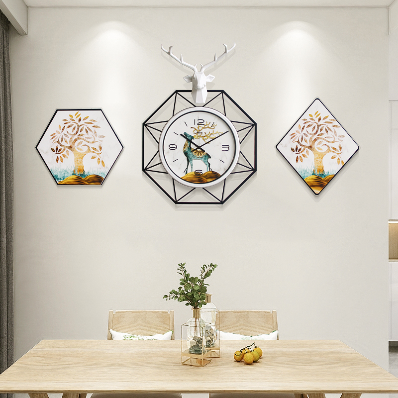 Nordic light extravagant hanging bell modern minimalist atmosphere triptych Watches Living Room Creative Home Fashion Dining Room Quartz Clock