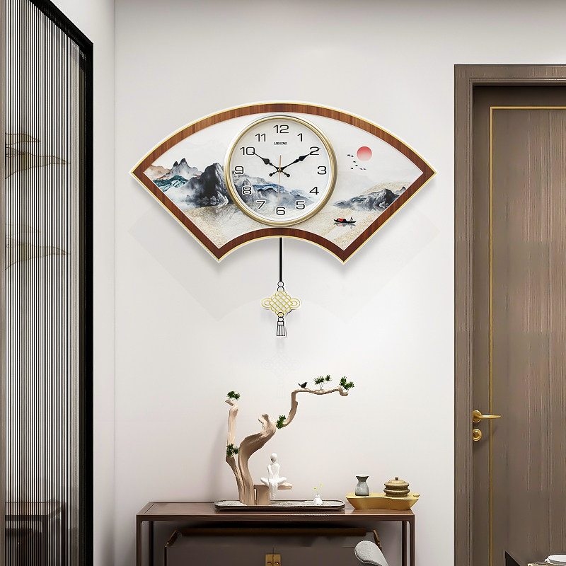New Chinese wall clock Living room silent creative atmosphere watch Personality light luxury Chinese style swing clock Household quartz clock