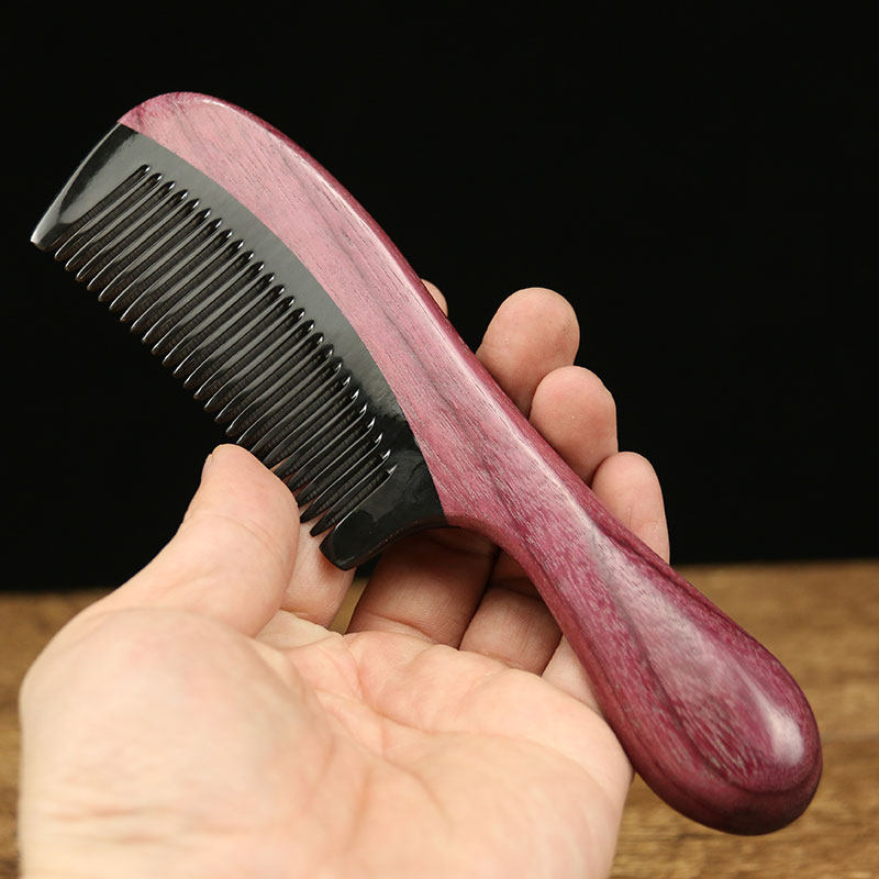 Copper Beauty Natural Green Sandalwood Comb Horn Comb Massage Without Static Sandalwood Household Lady cute