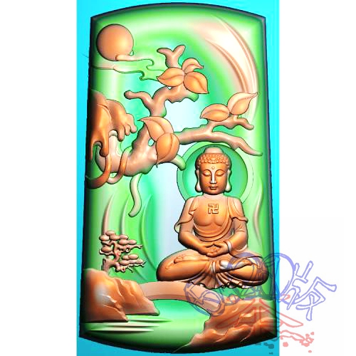 Landscape Sat Buddha Landscape Epiphany Buddha Fine Sculpture Picture JDP Grey Plot Bmp Relief Figu Jade Sculpture