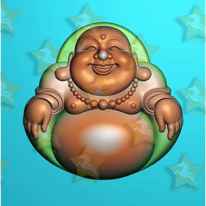 Great Belly Buddha Finely Carved Figurations of Buddhist Buddha Three-dimensional Buddhas Jade Sculpture of Three-dimensional Figure Grayscale