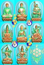 A set of eight patron saints Guanyin Buddha patron saint pendants finely carved pictures relief jade carvings grayscale pictures computer engravings