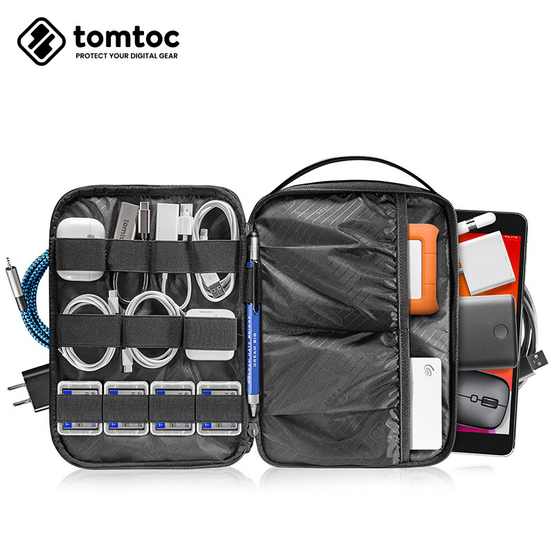 tomtoc digital storage bag power data wire hard disc portable travel waterproof hand notebook accessories bag