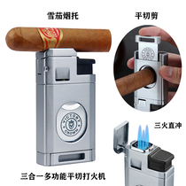 Cigar cutter and lighter three-in-one multifunctional cigar cutter lighter cigar holder portable set