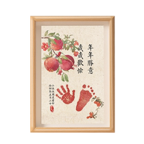 Babys one-year-old hand and foot prints to commemorate the full moon and 100 days of ritual one-year-old gift calligraphy and painting newborn babys birth commemoration