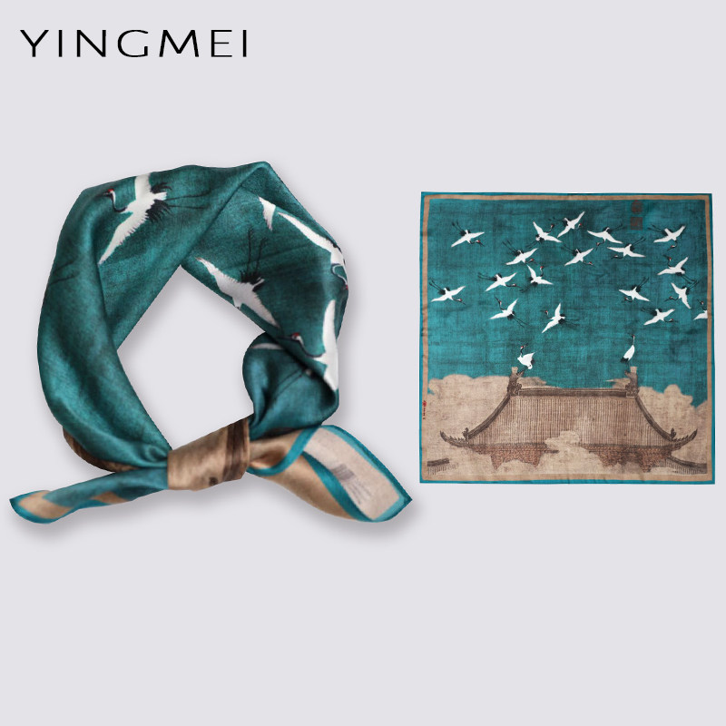 Song Huizong Rheu fang towel female mulberry silk scarf Chinese windy silk scarlet summer thin sunscreen with thin sun