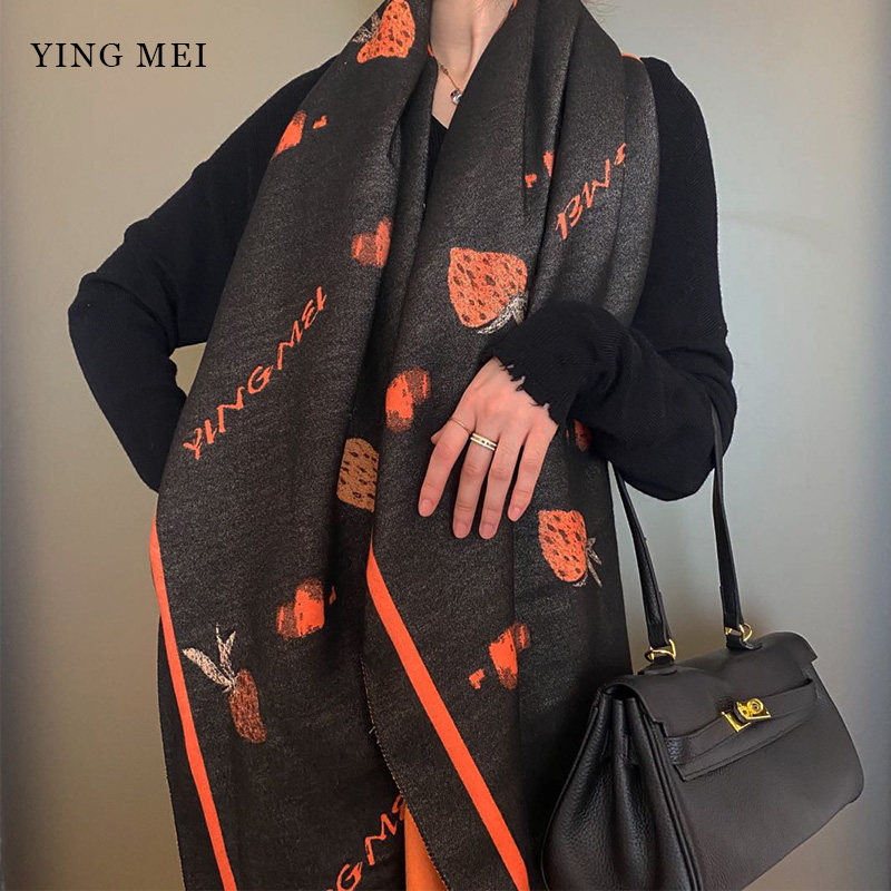 Yingmei Sweet Orange Taste Strawberry Scarf women Winter Warmth Korean Version 100 Lapped Neck Cute Teenage dual-use Beatty Shoulder Outside