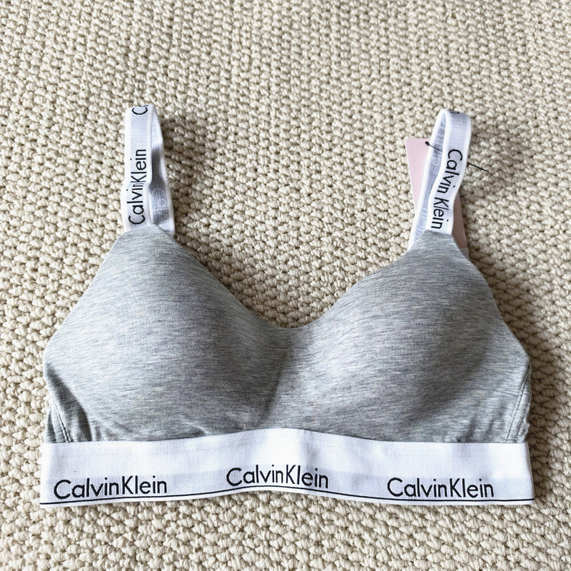 Calvin Klein Ck Letter Bra Wireless Underwear Bra Soft Support Beautiful Back Qf7059 Qf8504