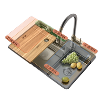 Day Fung 511 Kitchen 304 Stainless Steel Sink Single Tank Dishwashing Basin Gun Ash antibacterial and scratch resistant large single tank