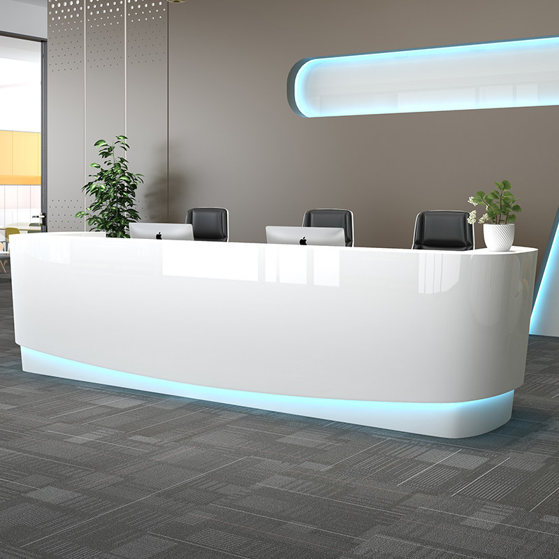 Simple modern company front desk special-shaped white paint desk creative cash register bar service desk