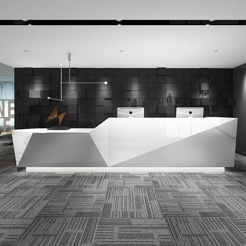 Hongheng office front desk white baked paint front desk curved reception desk cashier desk welcome desk lobby creative bar