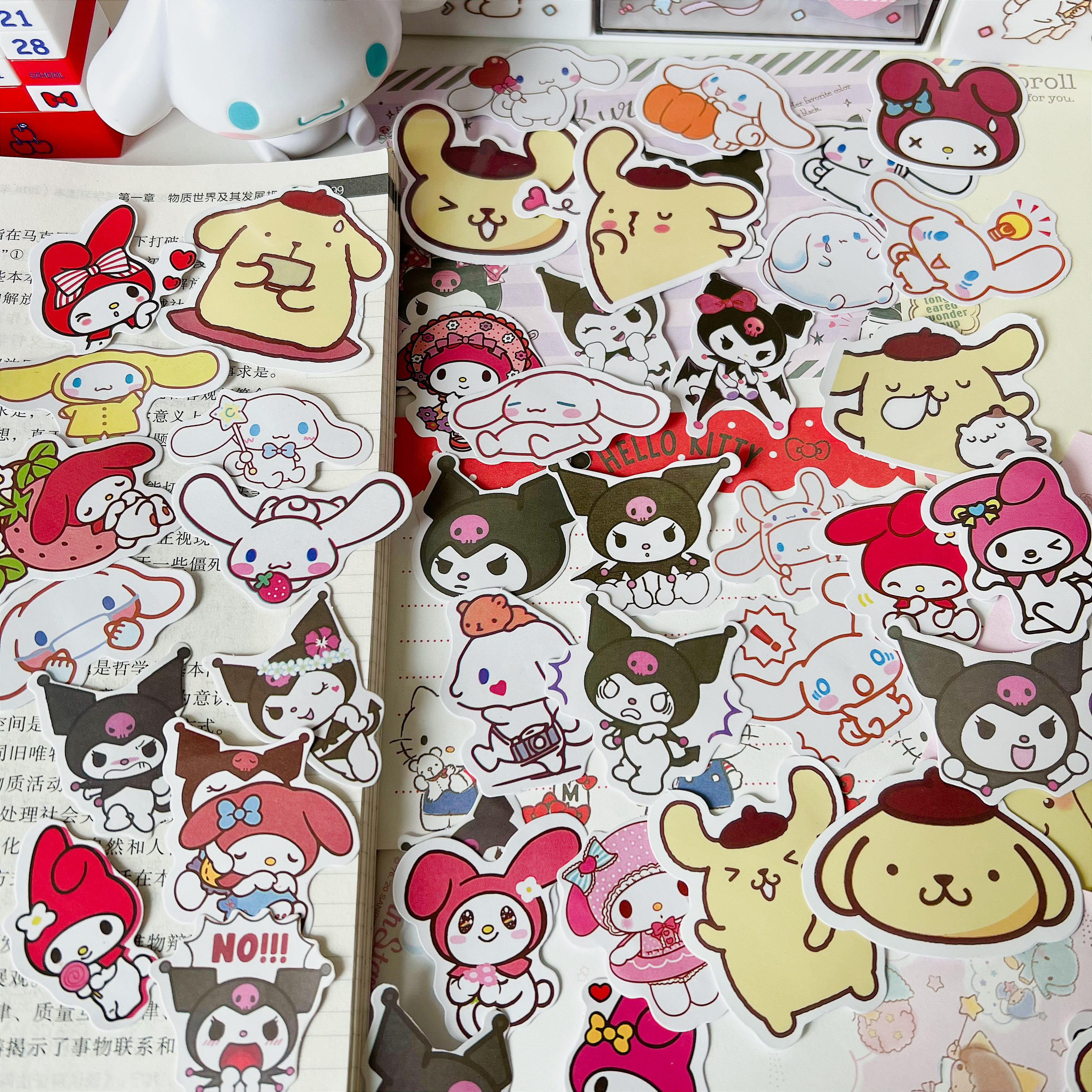 50 100 Japanese stickers Kuromi Yugui dog hand account stickers cartoon cute waterproof Melody stickers