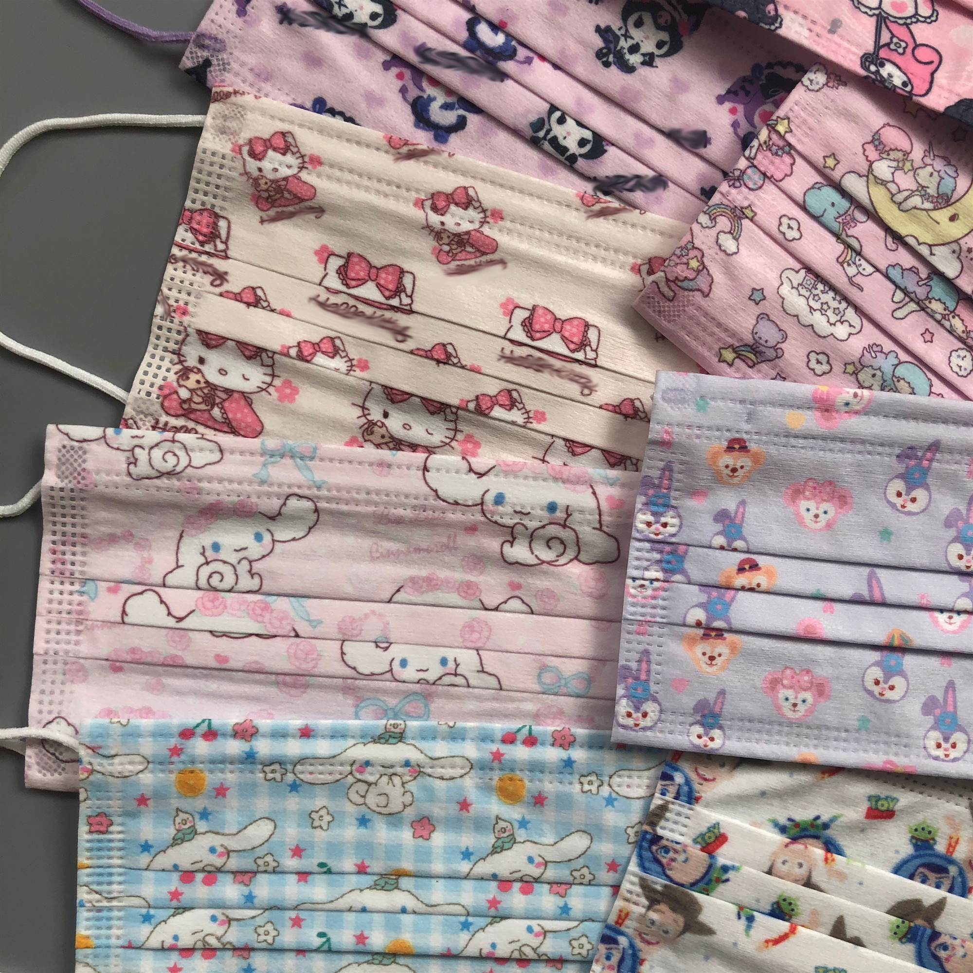 Sunscreen mask printing cute and breathable disposable three-layer Kuromi Yugui dog cartoon star Dailu big adult female