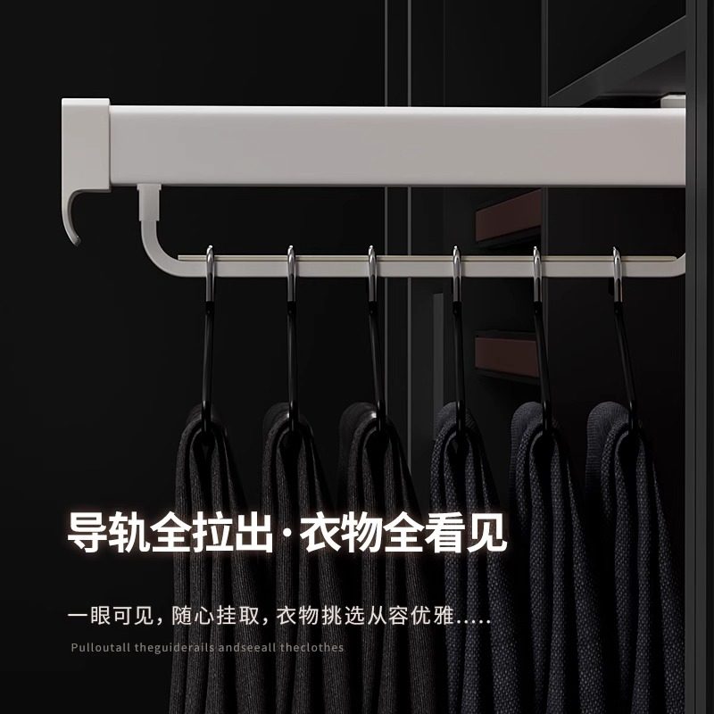 Shallow Wardrobe Clothes Rail Cabinet Intimates Wardrobe Vertical Pull-Out Clothes Hanger Rod Clothes Pass Damping Trouser Rack Telescopic Slide Rail