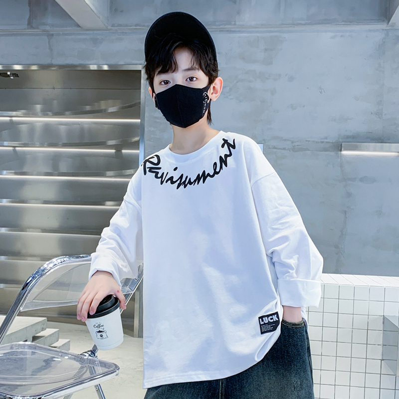 Boy long sleeve T-shirt spring autumn style 2023 new children's autumn clothes fried street clothes CUHK Tong Autumn Jersey Tide-Taobao