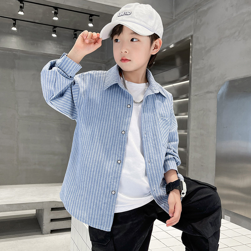 Boy's long sleeve shirt Spring and autumn paragraph 2023 new children's autumn slim fit jacket boy autumn clothes lining clothes foreign air tide-Taobao