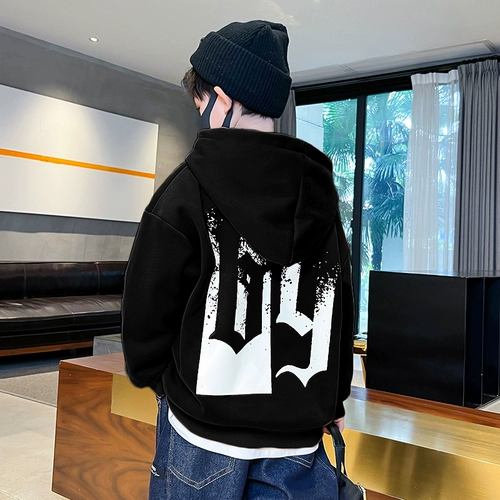 Бархатная демисезонная вместительная и большая детская белая приятная телу утепленная толстовка для мальчиков