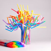 Color modeling creative art straw Disposable curved juice drink milk tea long straw