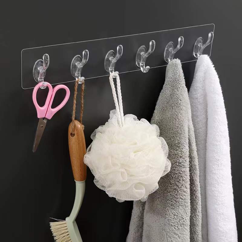 Six-connected row-free hook-free adhesive hook 6 Even powerful adhesive hook wall-mounted kitchen couplay-coated hood large hook-Taobao