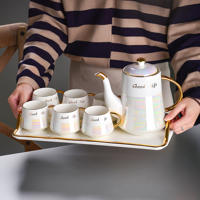American ceramic water set home living room water cup light luxury heat resistant cool kettle tea pot teapot tea cup set