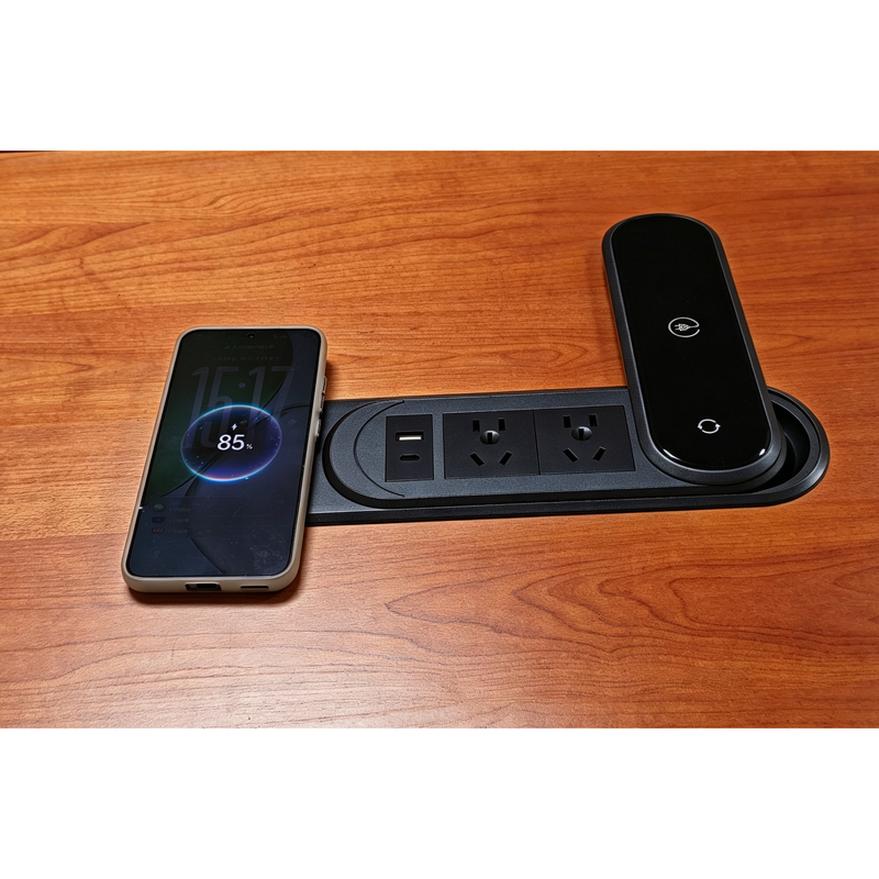 Yingfeidike Desktop Embedded Power Strip Oval Multifunctional Wireless Charging Socket Office Desk Curved Double-Sided Desk Plug