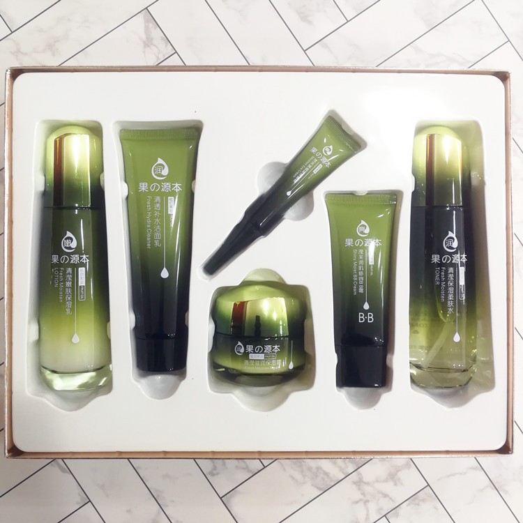 Qi Qian Fruit source Bench box plant fruit wood Benching control oil tonic water moisturizing shrink pores protective skin care product suit 