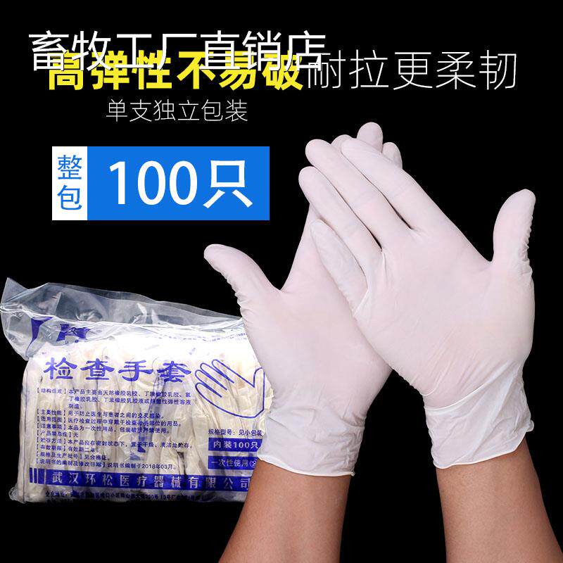 Veterinary surgical examination gloves thickened disposable latex packed separately with powder pollution rubber gloves 100