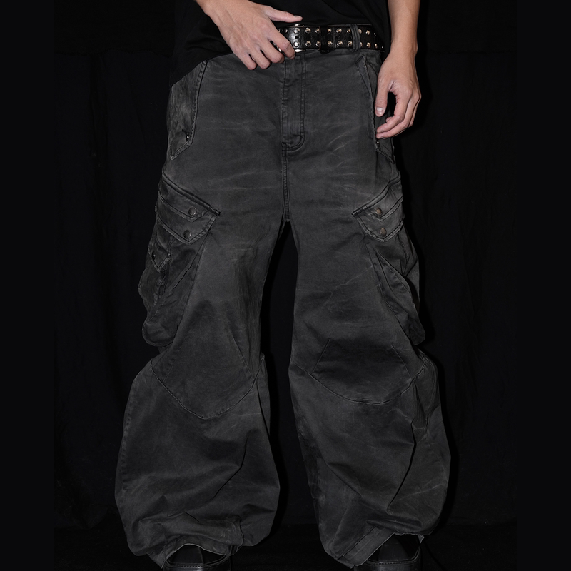 Avinmade/Water Ripple Bombshell Multi-Pocket Distressed Washed Scimitar Cargo Pants Avinmade/Water Ripple Bombshell Multi-Pocket Distressed Washed Scimitar Cargo Pants