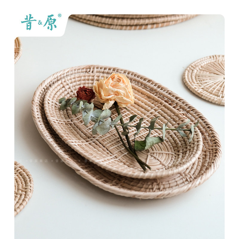 Shybara Township Wild Wind Rattan Bread Basket Indonesian White Vines Frame Handwoven Day Style Oval containing baskets