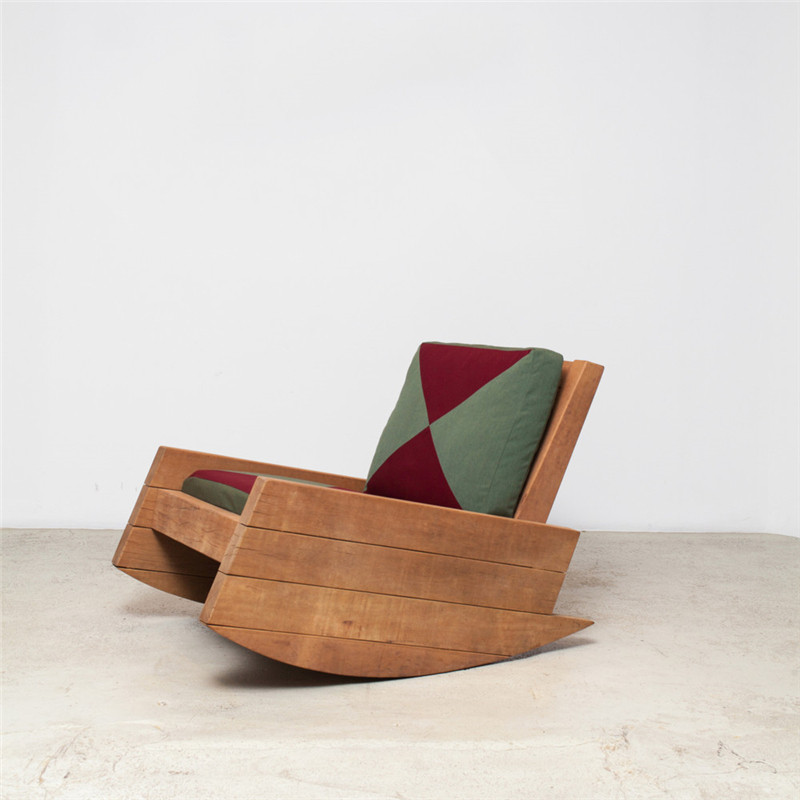 Fabric single sofa chair Nordic solid wood creative hotel B&B backrest leisure living room home balcony small sofa